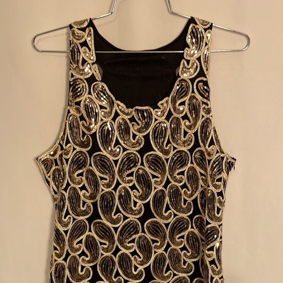 Flapper Gatsby Party Dress – Black & Gold Paisley - Picture 9 of 10